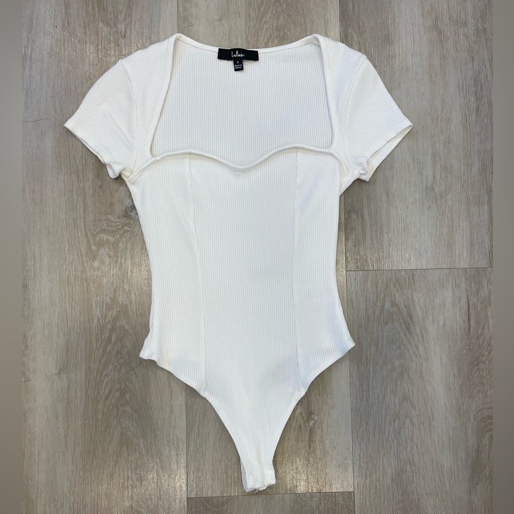 Lulu's Ivory Ribbed Bodysuit